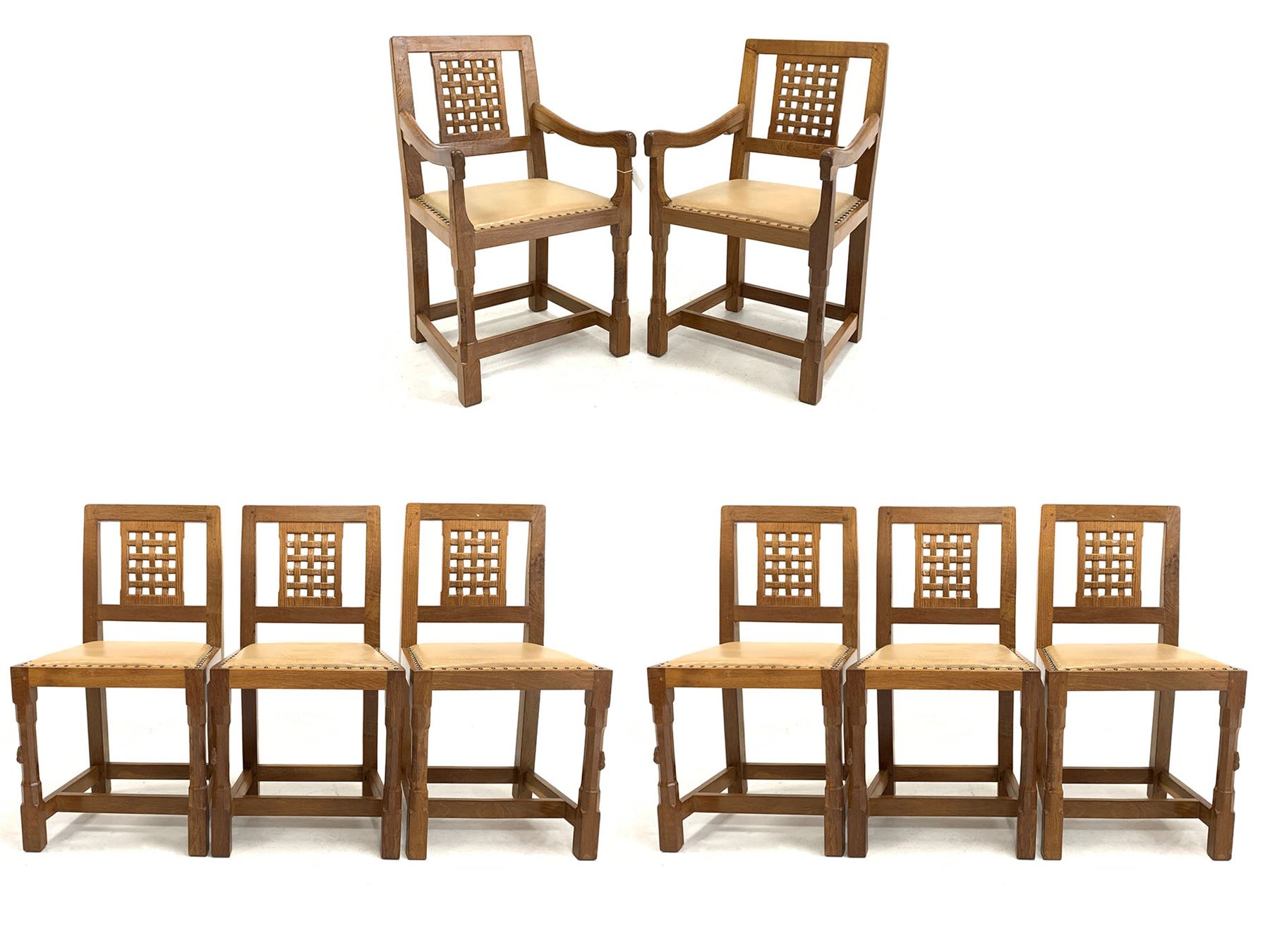 Peter 'Rabbitman' Heap of Wetwang - Yorkshire oak set of eight (6+2) dining chairs