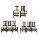 Set eight (6+2) late Victorian dining chairs of 18th century design