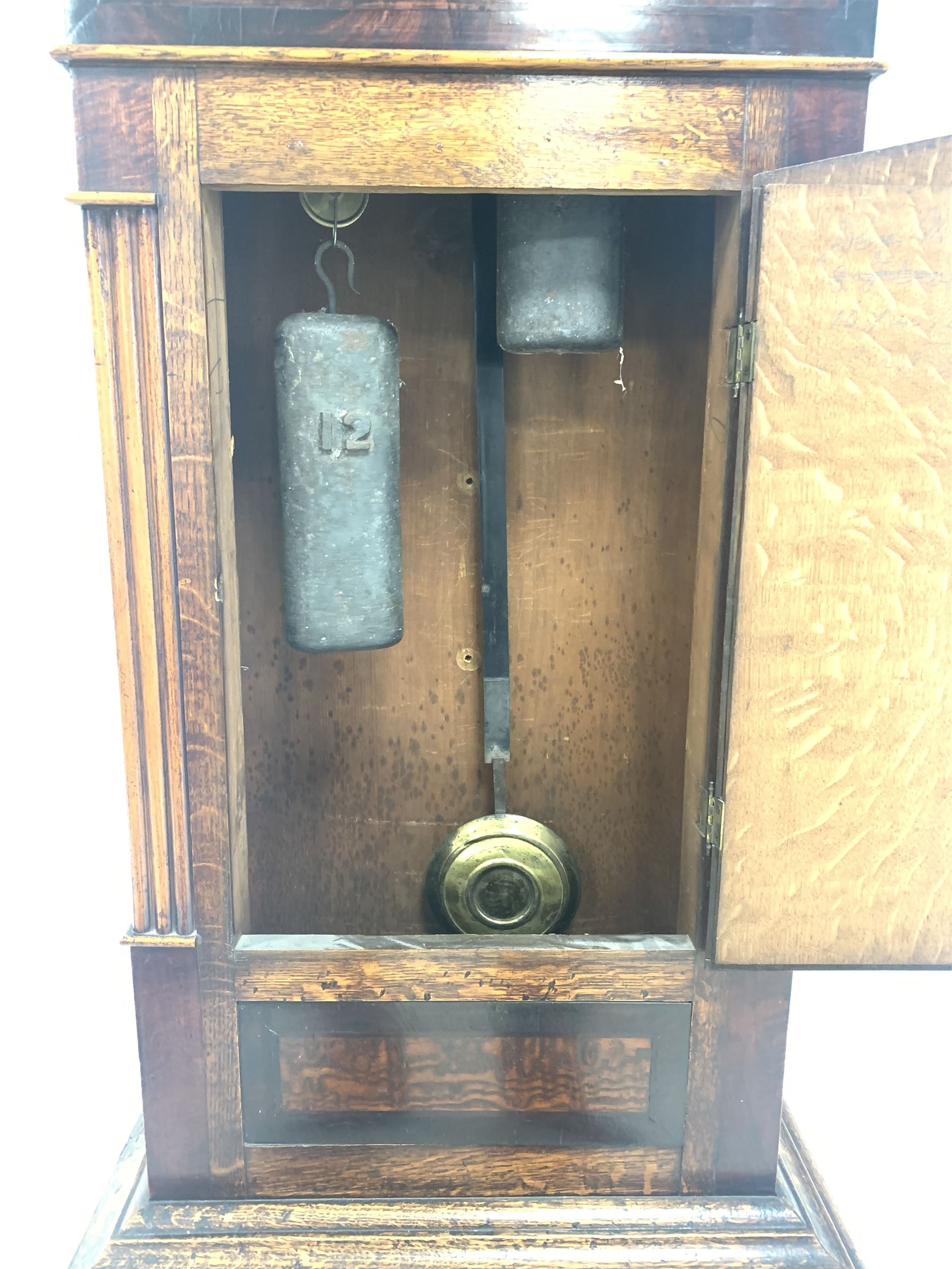 19th century oak and mahogany banded longcase clock - Image 3 of 5