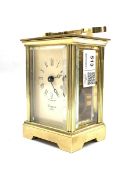 Quality 20th century brass and glass carriage clock