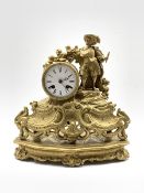 Late 19th century gilt metal figural mantel clock