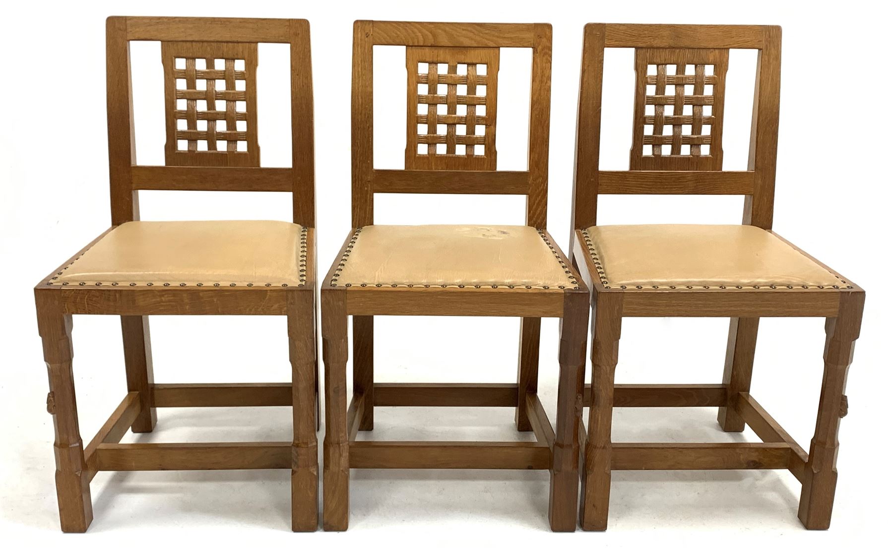 Peter 'Rabbitman' Heap of Wetwang - Yorkshire oak set of eight (6+2) dining chairs - Image 4 of 9