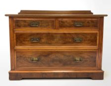 Edwardian walnut chest fitted with two short and two long drawers W119cm