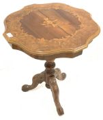 20th century Victorian style inlaid serpentine top occasional table