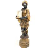 Late 20th century figural fibreglass uplighter in the form of a blackamoor holding a candle