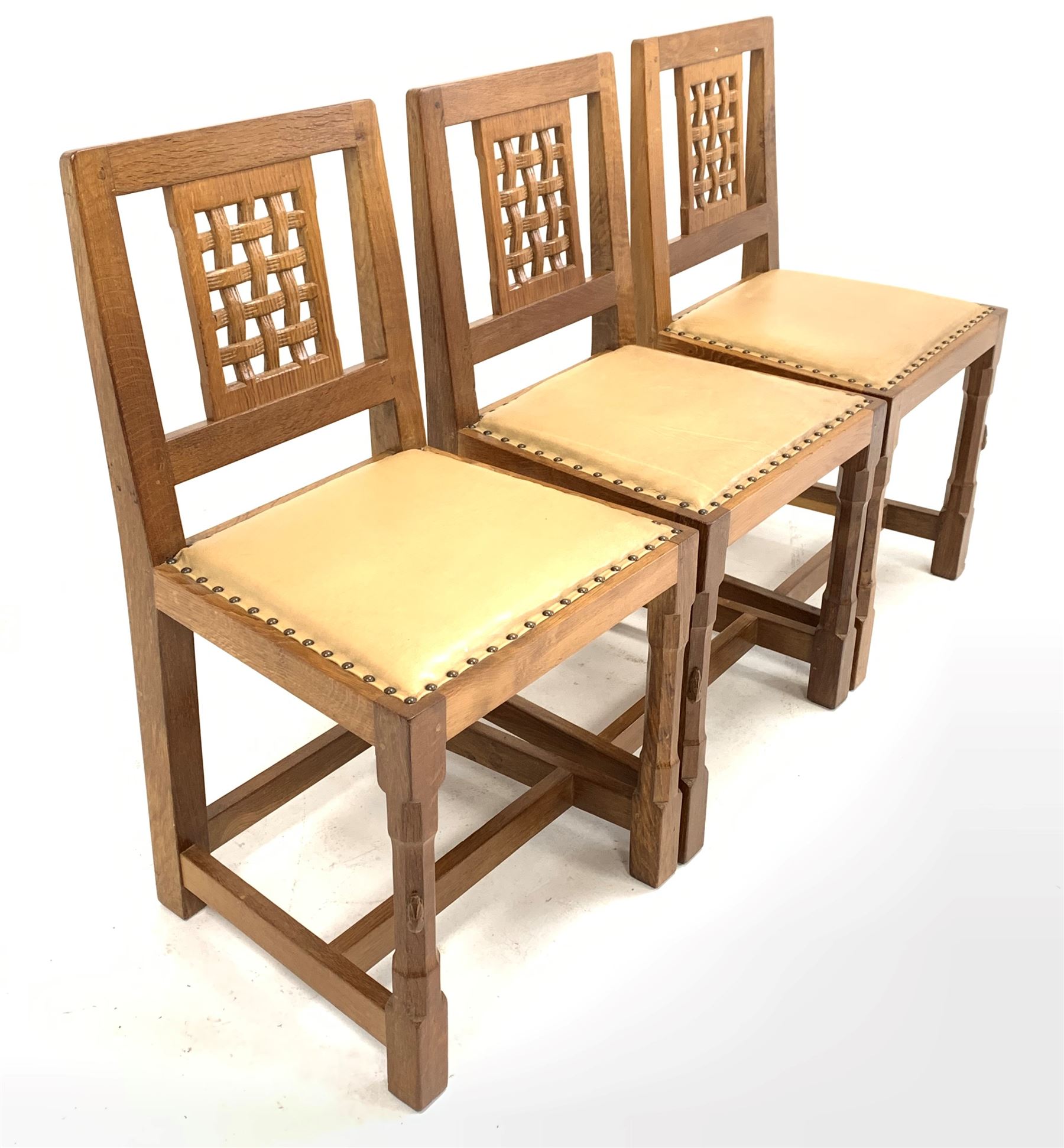 Peter 'Rabbitman' Heap of Wetwang - Yorkshire oak set of eight (6+2) dining chairs - Image 2 of 9