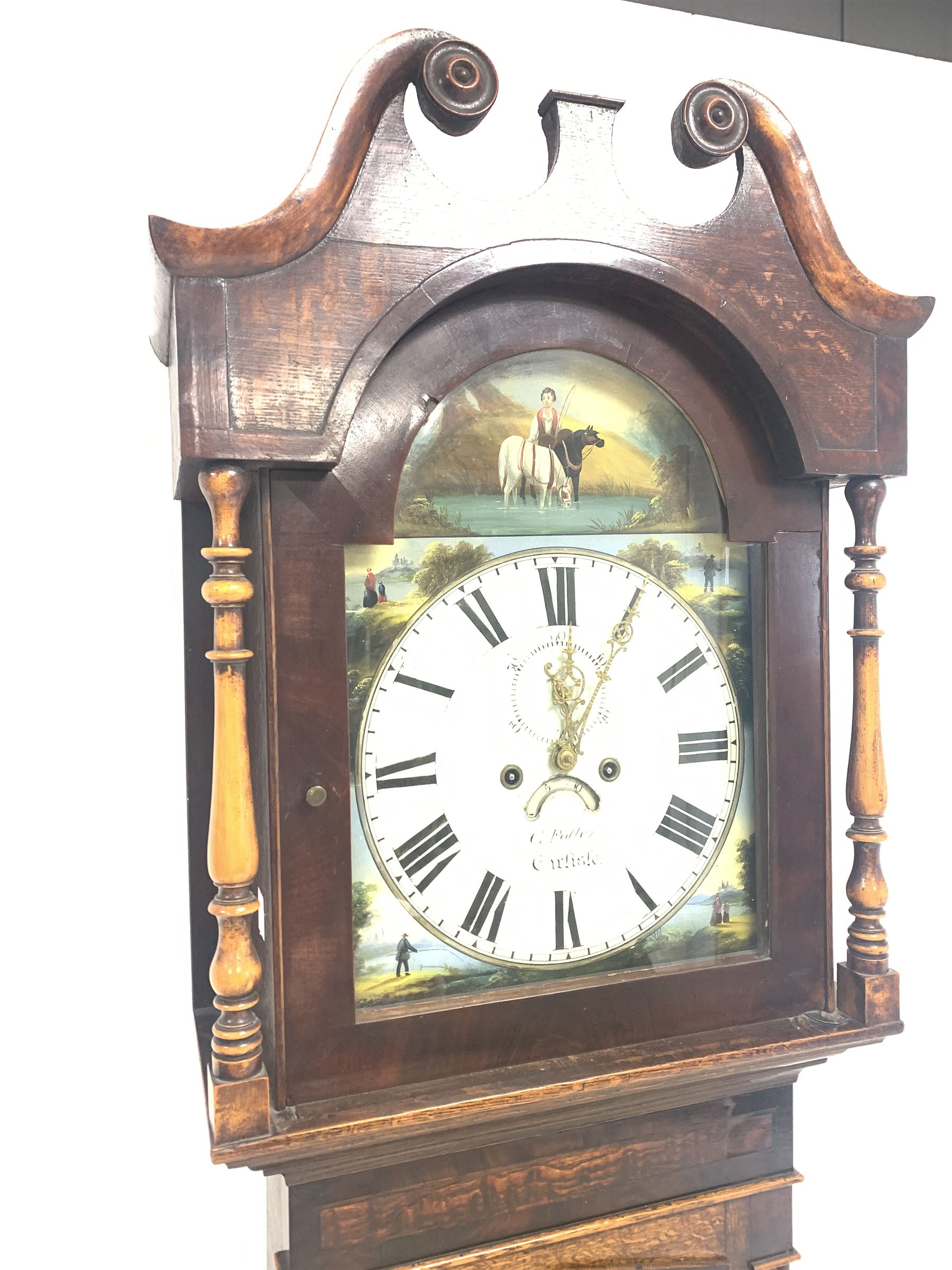 19th century oak and mahogany banded longcase clock - Image 2 of 5