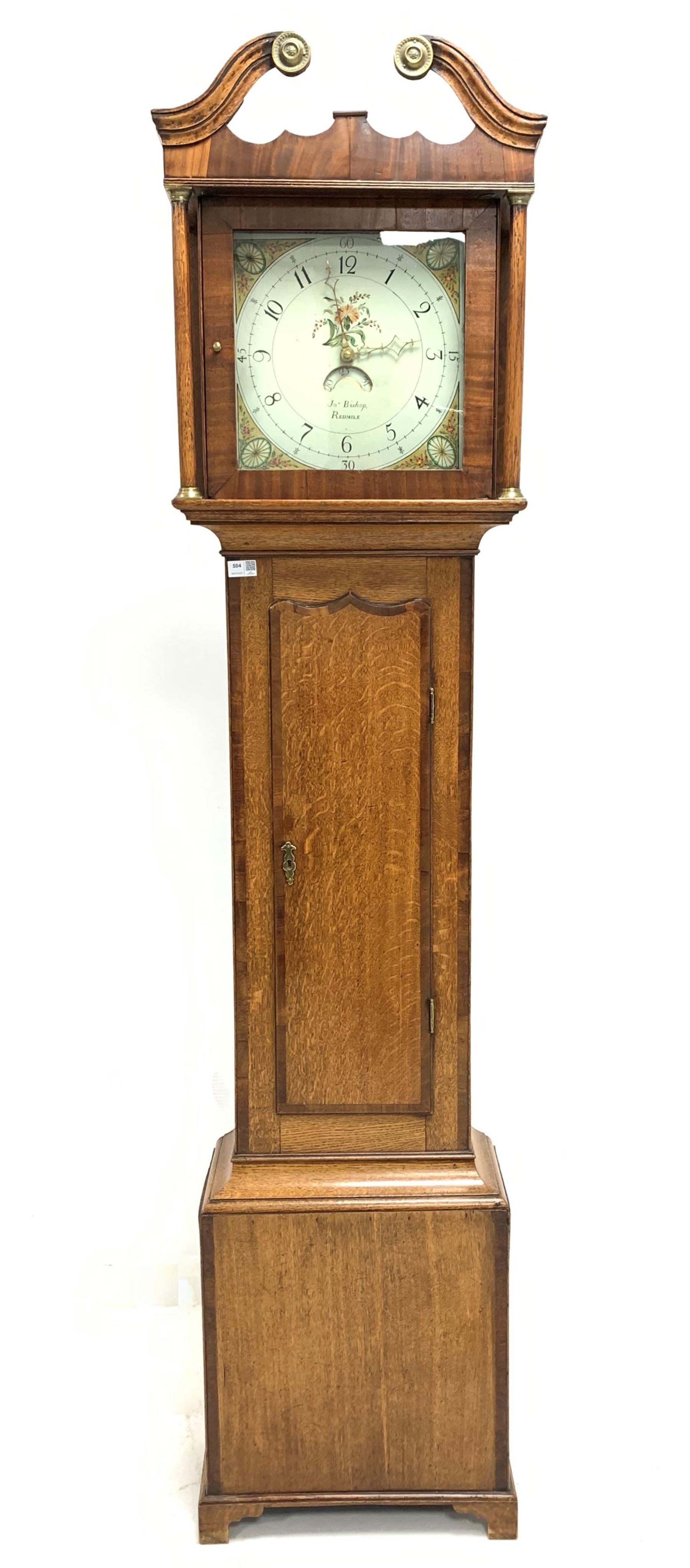 Early 19th century oak country 30 hour longcase clock