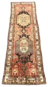Vintage Persian red ground runner rug