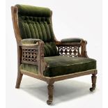 Quality late 19th century figured walnut armchair