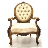 Late Victorian mahogany open armchair