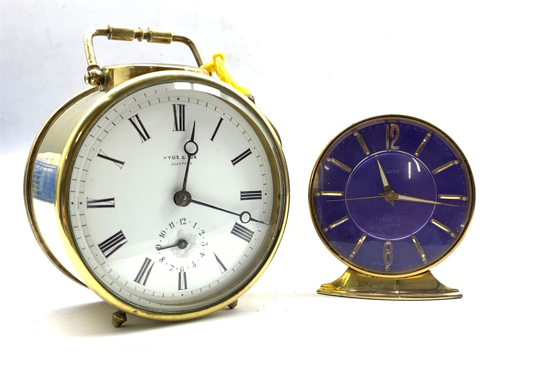 Brass cased drum type alarm clock