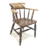 Victorian elm and ash smokers bow armchair