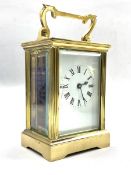 20th century French brass carriage time piece clock