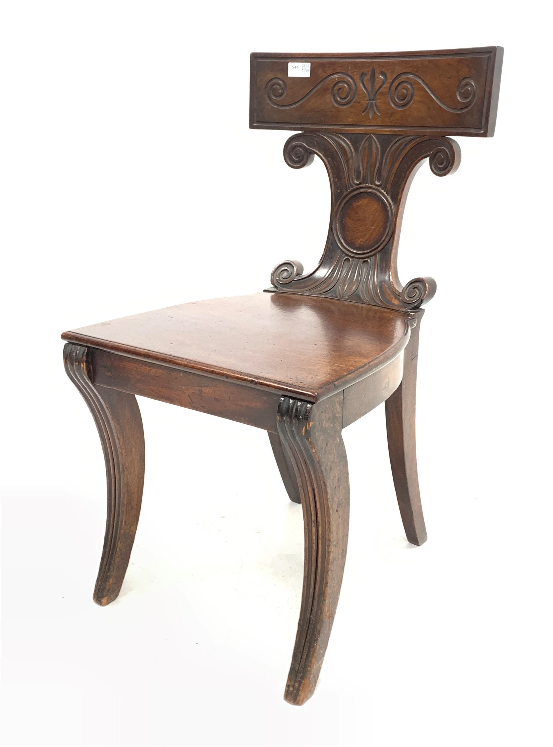 Mid 19th century Irish mahogany hall chair