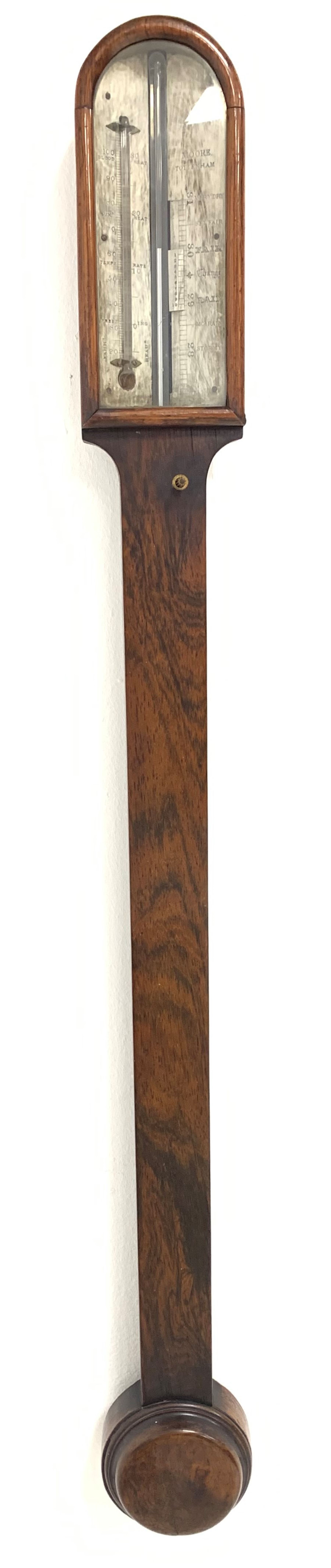 19th century rosewood stick barometer and thermometer