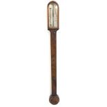 19th century rosewood stick barometer and thermometer