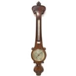 Early Victorian mahogany barometer and thermometer