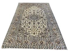 Persian fine Kashan ivory ground carpet