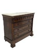 Mid 19th century mahogany marble top secritaire chest