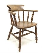 19th century elm and ash smokers bow armchair