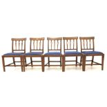 Set five 19th century mahogany dining chairs with drop in upholstered seat pads
