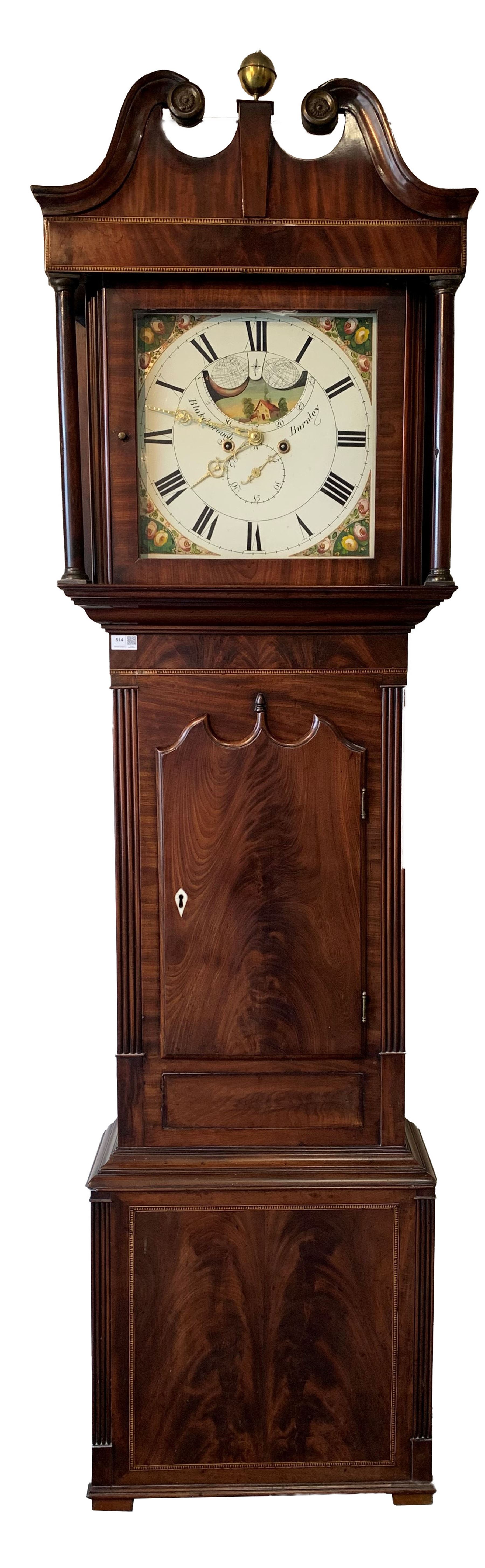 Late Georgian figured mahogany longcase clock