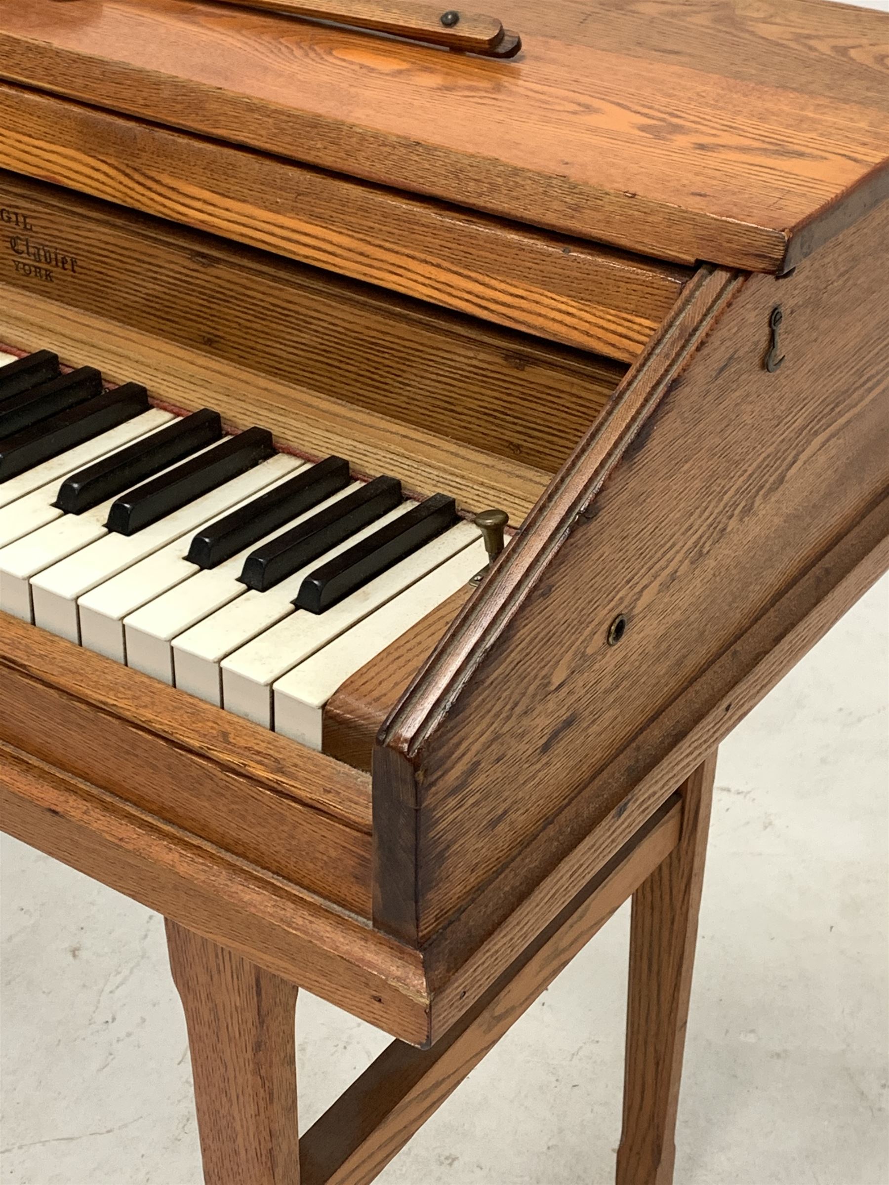 'Virgil Practice Clavier' - early 20th century dummy keyboard in oak case with folding trestle legs - Image 2 of 5
