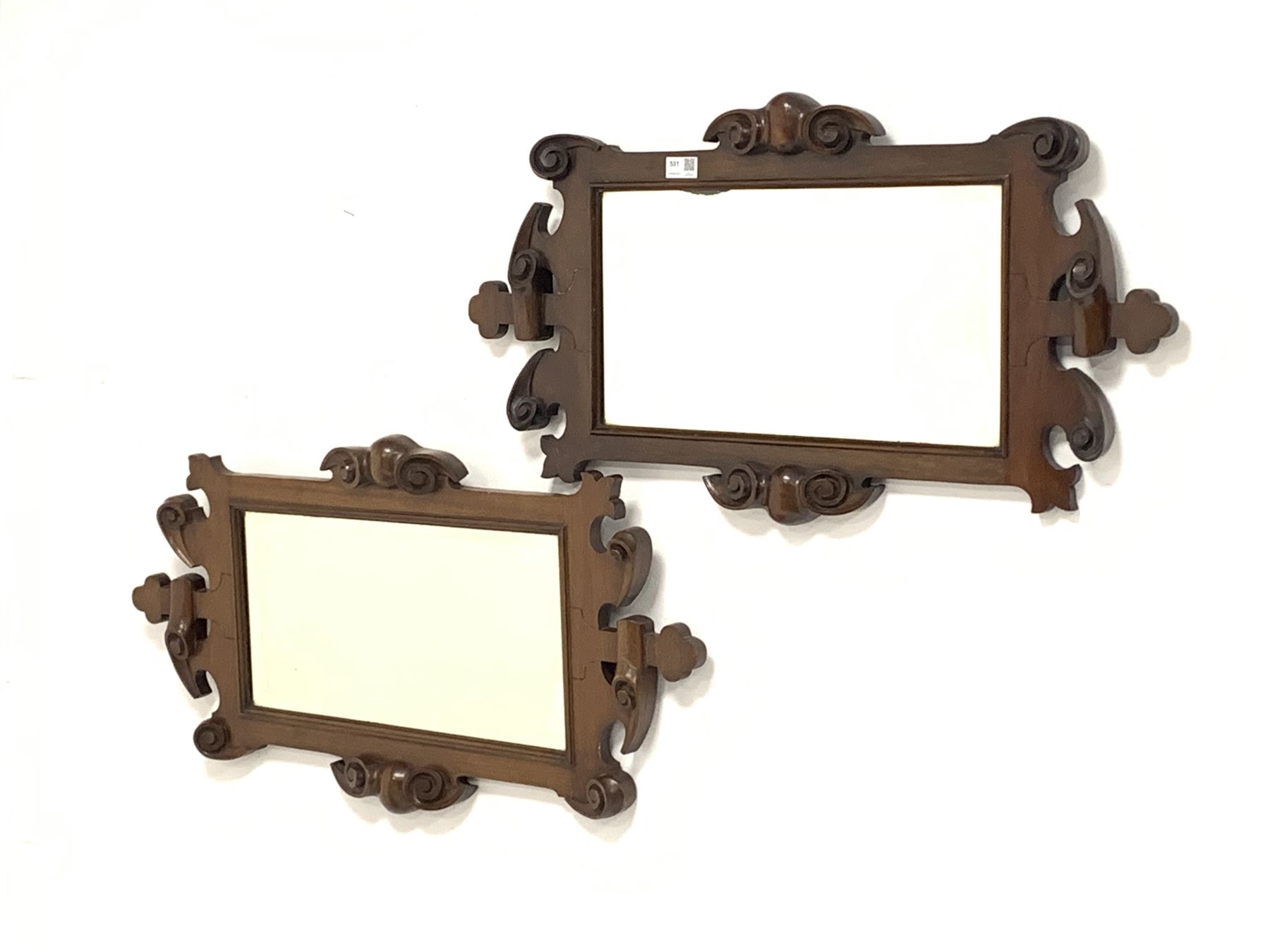 Pair of 19th century mahogany framed landscape wall hanging mirrors - Image 2 of 4