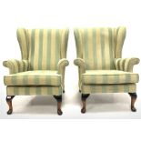 Pair of Queen Anne style wingback armchairs