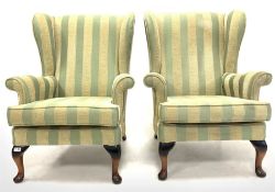 Pair of Queen Anne style wingback armchairs