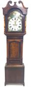 19th century oak and mahogany banded longcase clock