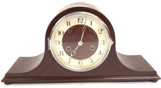 20th century German mahogany dome top mantel clock