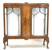 Early 20th century figured walnut display cabinet