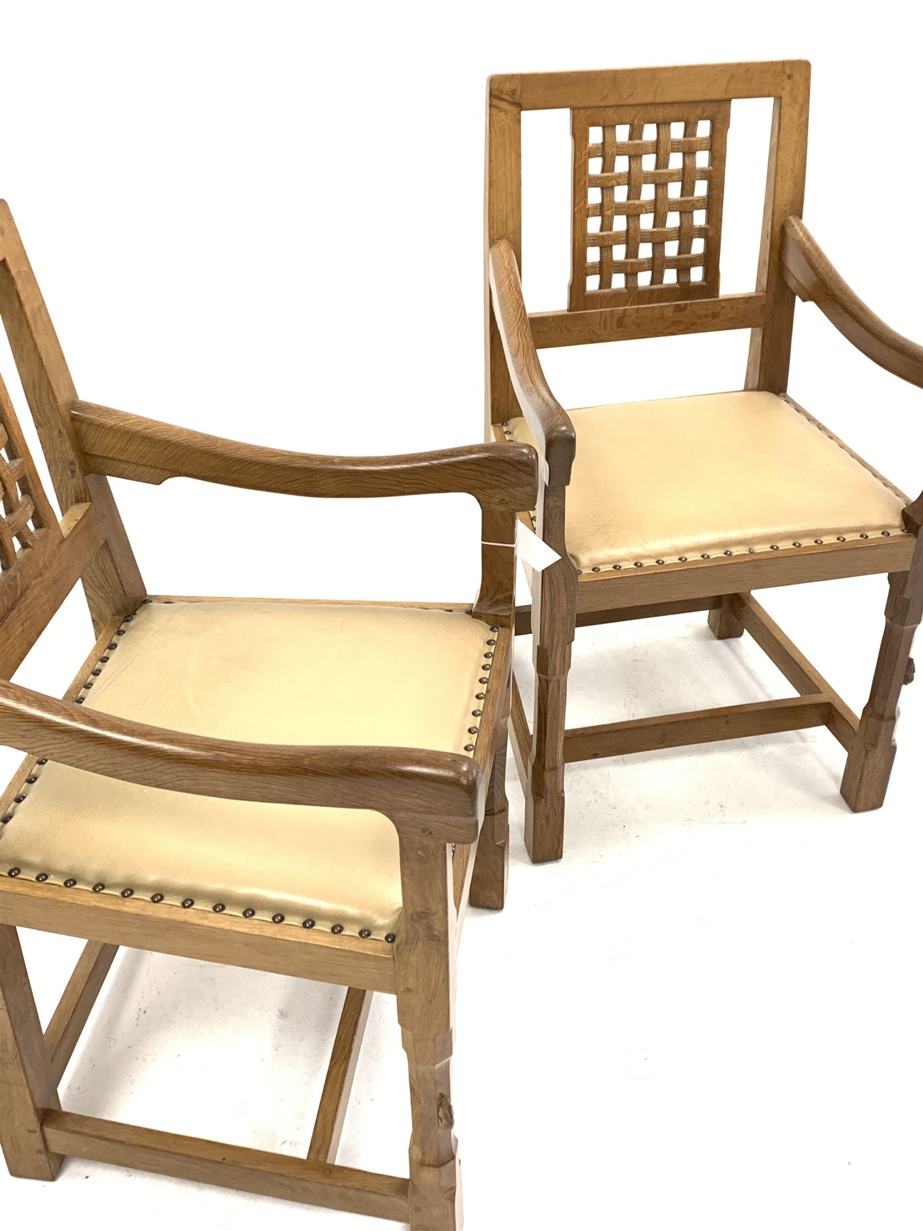 Peter 'Rabbitman' Heap of Wetwang - Yorkshire oak set of eight (6+2) dining chairs - Image 8 of 9