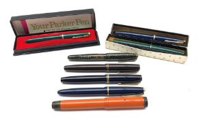 Parker Duofold fountain pen with 14ct gold nib in marbled case