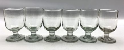 Set of six 19th century glass rummers each inscribed 'M Pearson' H13cm