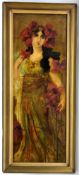 R Lee (European School early 20th century): Spanish Maiden in the style of Alphonse Mucha