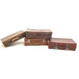 Vintage leather suitcase inscribed with initials W62cm