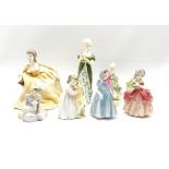 Seven Royal Doulton figures comprising Fair Maiden