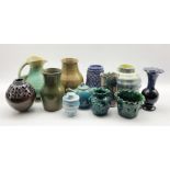 Assortment of Studio pottery to include a Trembath green-glaze vase