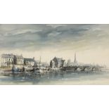 D Scott-Martin (British contemporary): 'Ayr North Harbour' watercolour signed together with Priscill