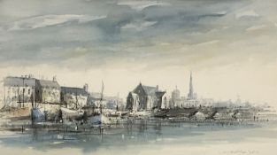 D Scott-Martin (British contemporary): 'Ayr North Harbour' watercolour signed together with Priscill