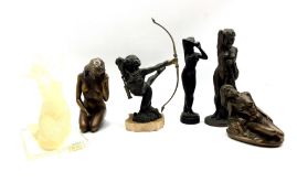 Bronzed resin nude female figure H23cm