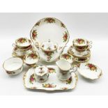 Royal Albert Old Country Roses pattern tea set comprising six cups and saucers