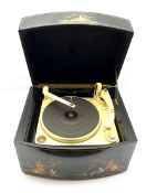 Pye Monarch record player in Chinoiserie decorated case W43cm and with velvet cover