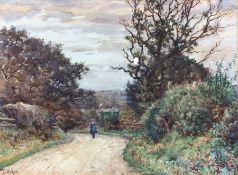 John Dobby Walker (British 1863-1925): Figure Walking Down a Country Lane