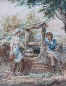 Attrib. Myles Birket Foster RWS (1825-1899): Girls by a Well