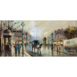 Cortese (French 20th century): Impressionist Parisian Street Scene