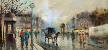 Cortese (French 20th century): Impressionist Parisian Street Scene